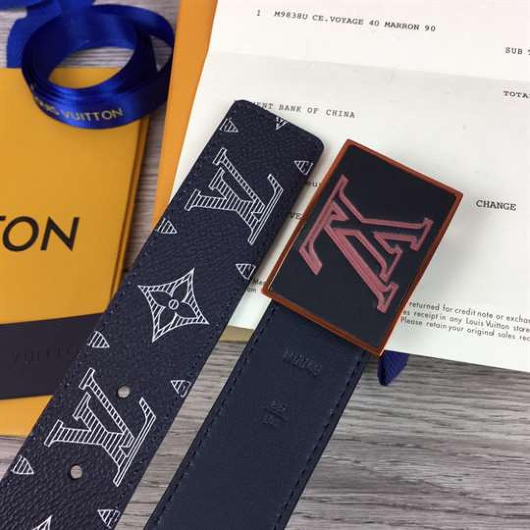 LOUIS VUITTON BELT METROPOLE MONOGRAM UPSIDE DOWN INK NAVY