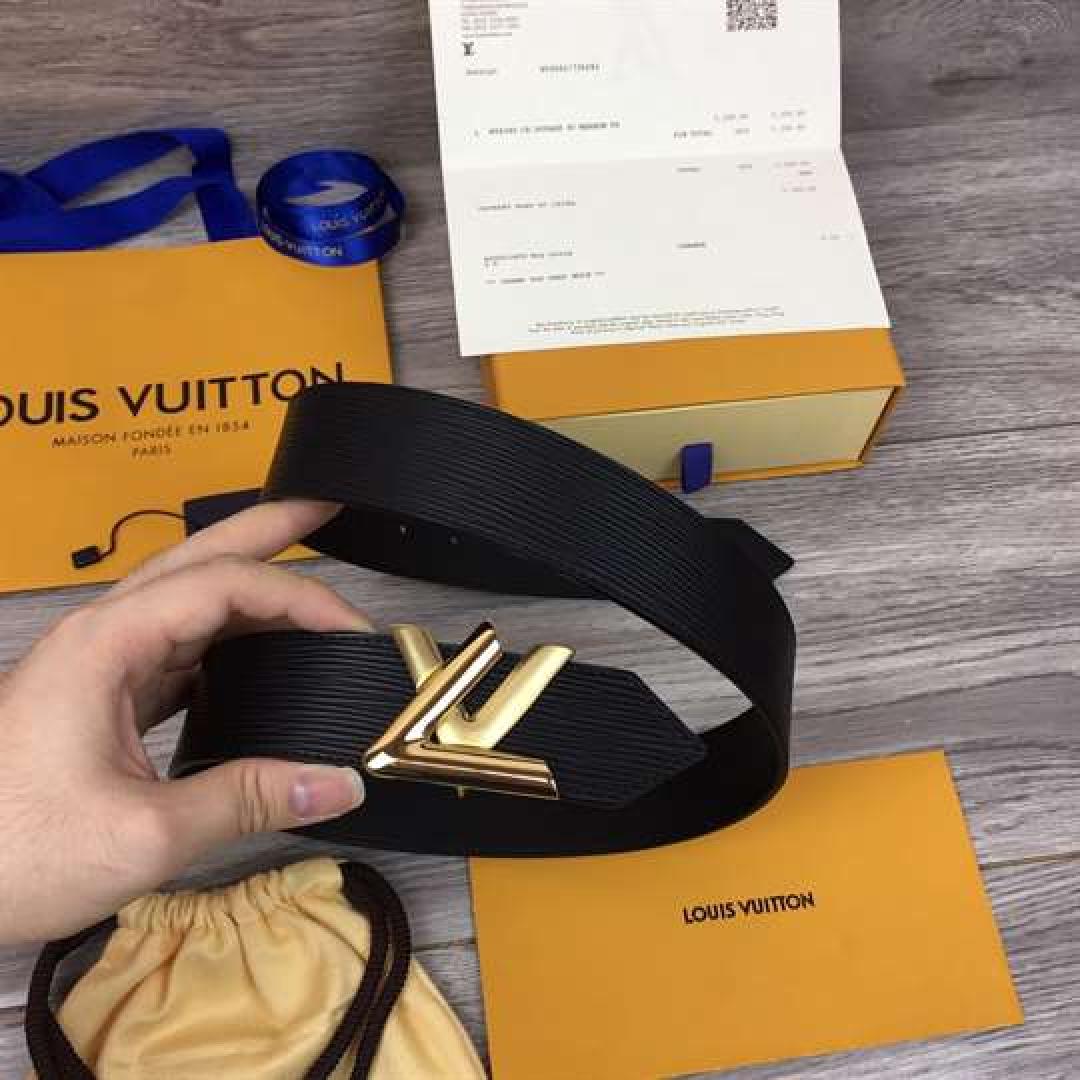 LOUIS VUITTON EPI LEATHER LV TWIST 40MM BELT M0068W BLACK