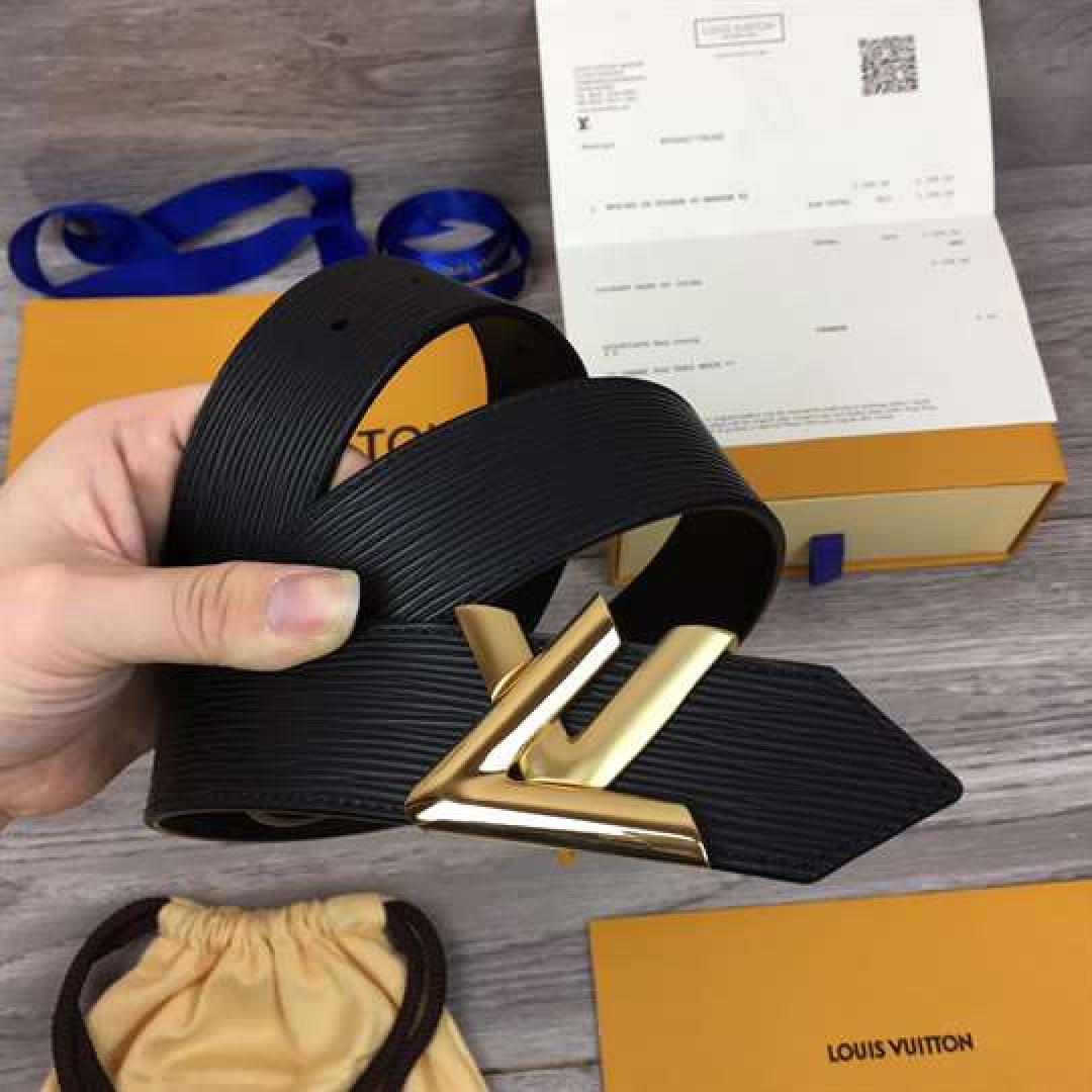 LOUIS VUITTON EPI LEATHER LV TWIST 40MM BELT M0068W BLACK