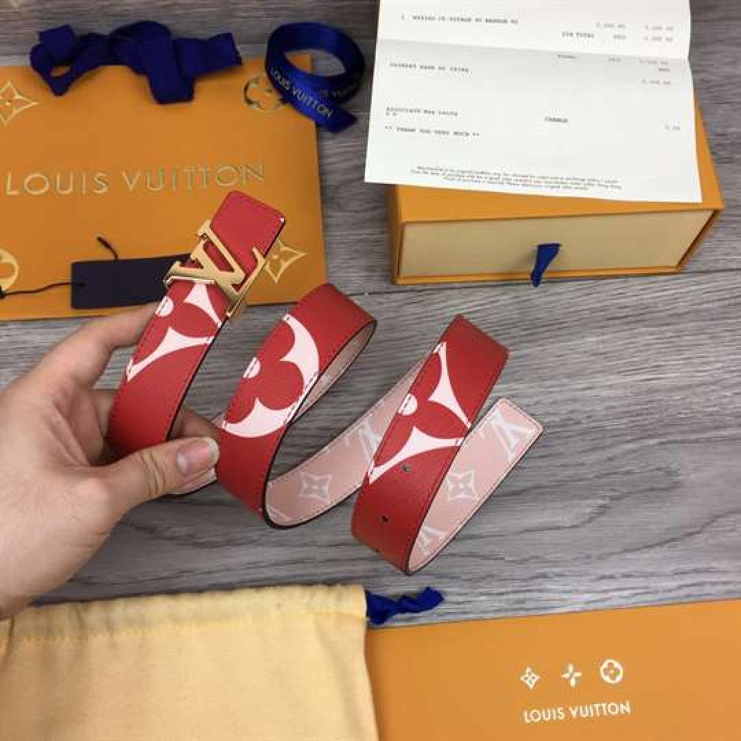 LOUIS VUITTON WOMEN'S ICONIC 30MM REVERSIBLE BELT RED