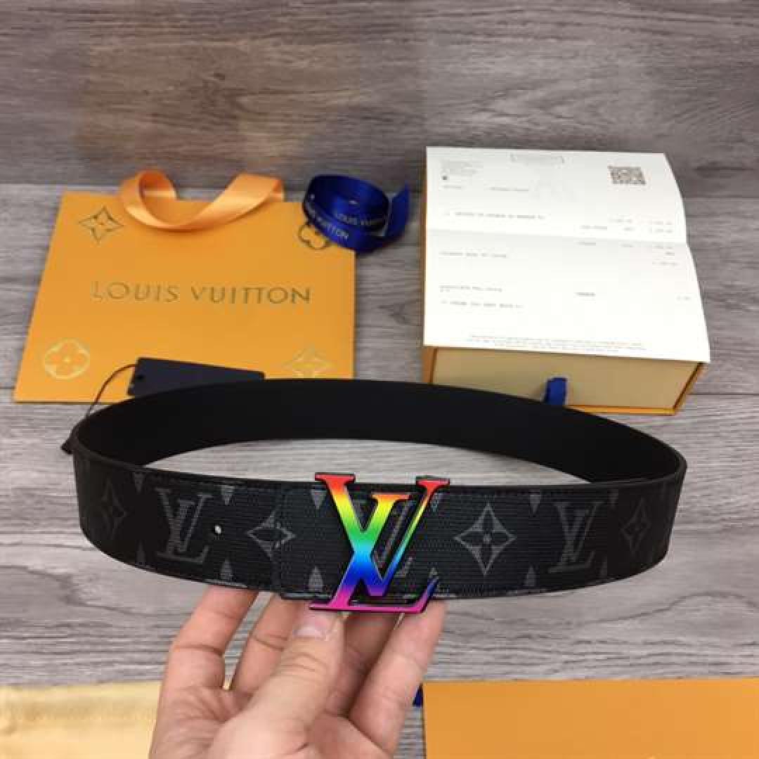 LOUIS VUITTON LV INITIALES REVERSIBLE BELT MONOGRAM ECLIPSE TAIGA 40MM RAINBOW