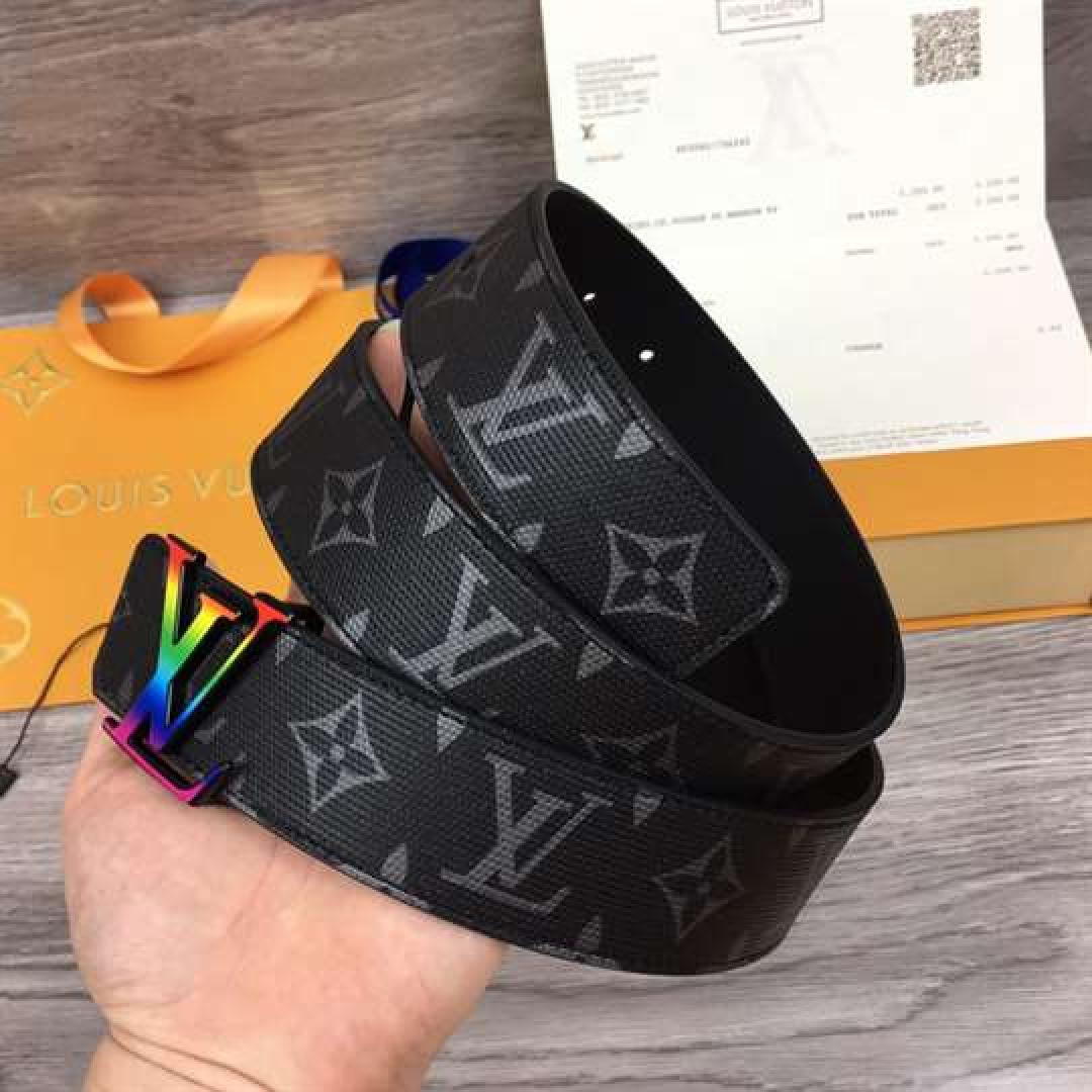 LOUIS VUITTON LV INITIALES REVERSIBLE BELT MONOGRAM ECLIPSE TAIGA 40MM RAINBOW