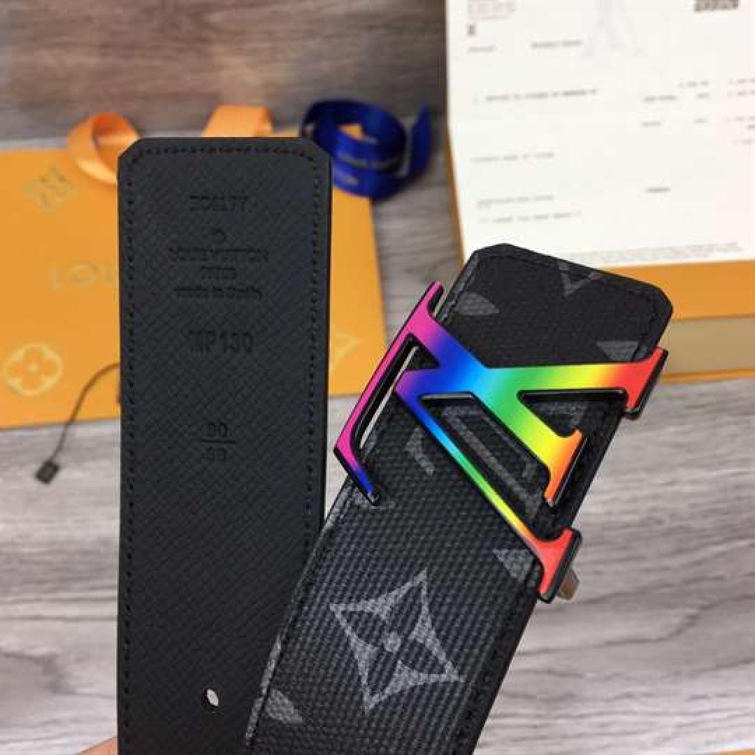 LOUIS VUITTON LV INITIALES REVERSIBLE BELT MONOGRAM ECLIPSE TAIGA 40MM RAINBOW