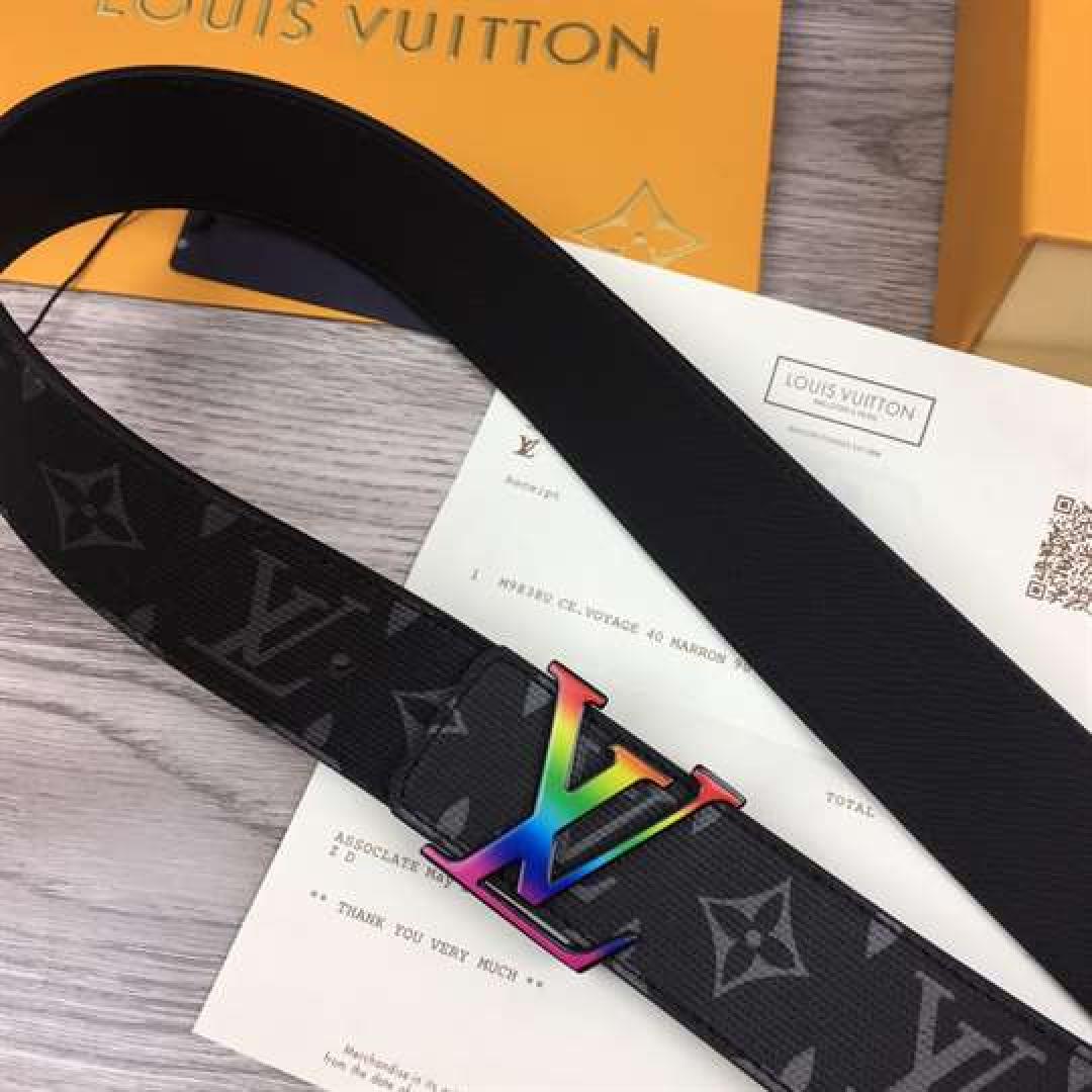 LOUIS VUITTON LV INITIALES REVERSIBLE BELT MONOGRAM ECLIPSE TAIGA 40MM RAINBOW