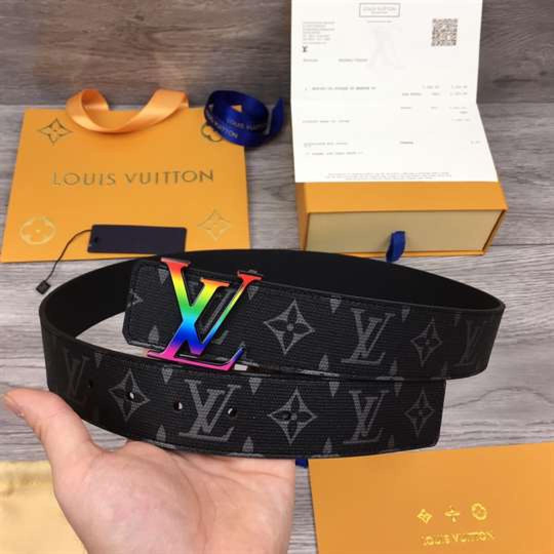 LOUIS VUITTON LV INITIALES REVERSIBLE BELT MONOGRAM ECLIPSE TAIGA 40MM RAINBOW