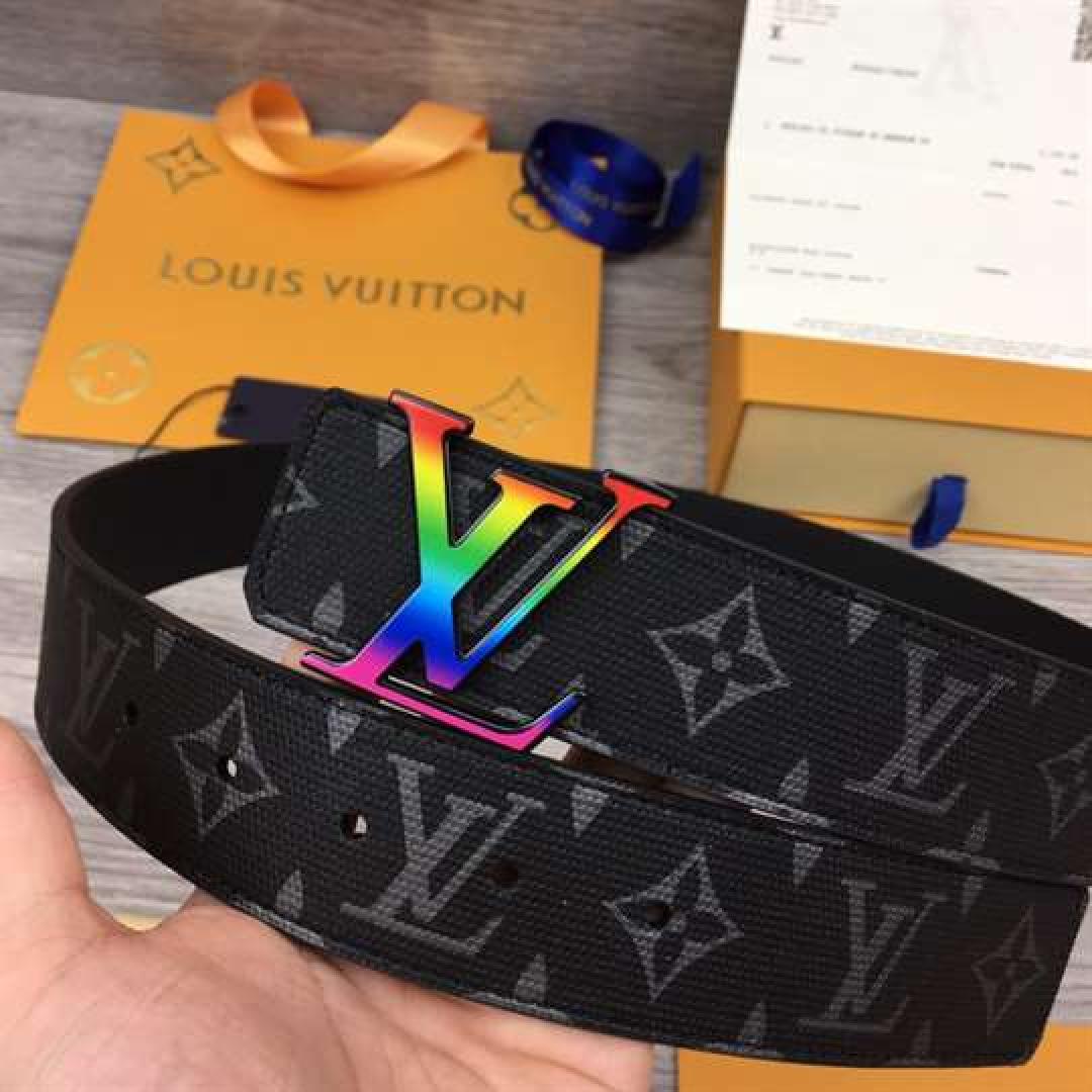 LOUIS VUITTON LV INITIALES REVERSIBLE BELT MONOGRAM ECLIPSE TAIGA 40MM RAINBOW