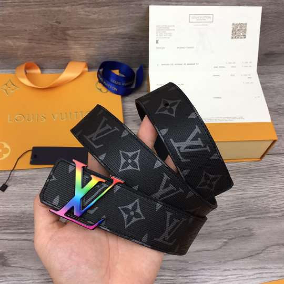 LOUIS VUITTON LV INITIALES REVERSIBLE BELT MONOGRAM ECLIPSE TAIGA 40MM RAINBOW