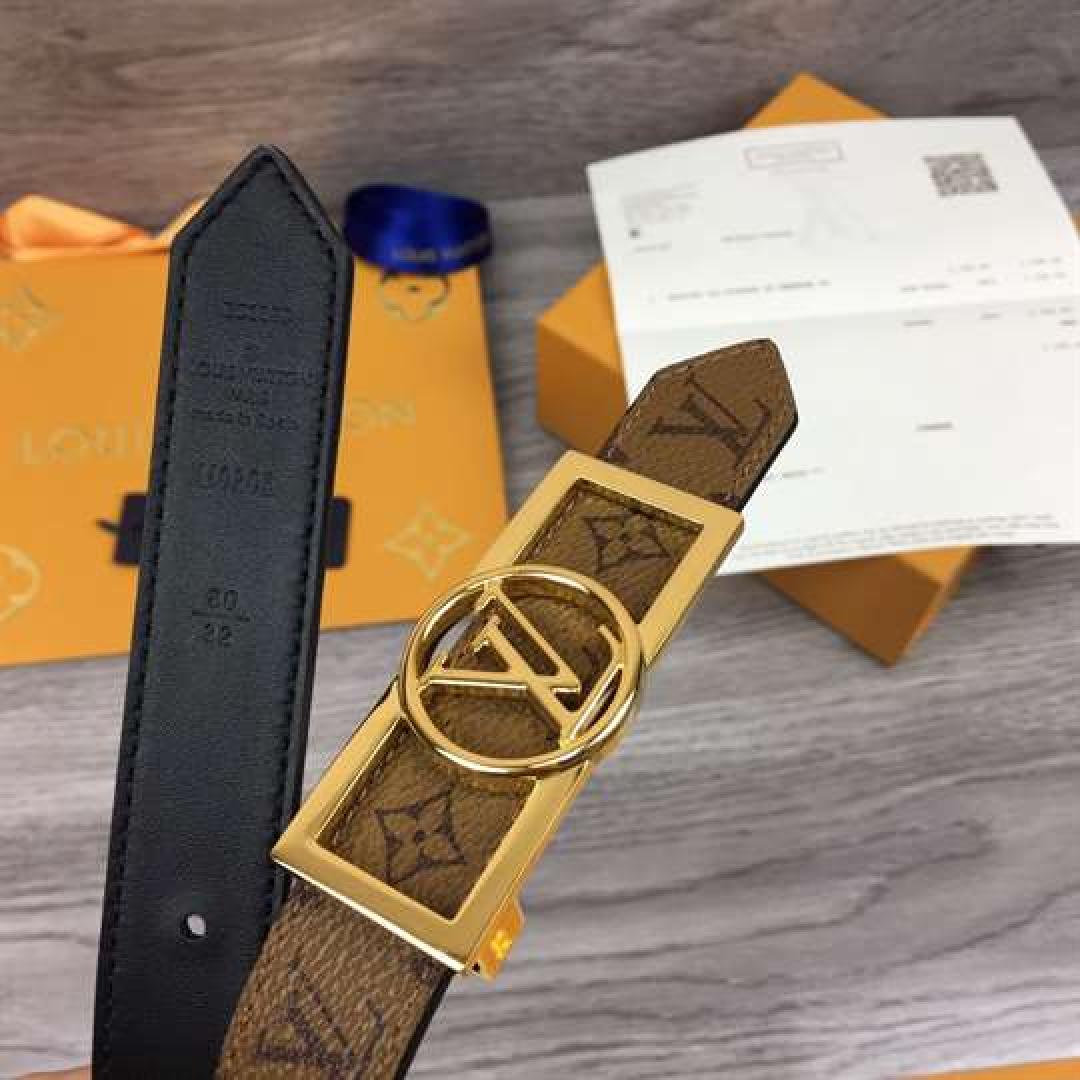 LOUIS VUITTON MONOGRAM CEINTURE DAUPHINE TAN NOIR BELT