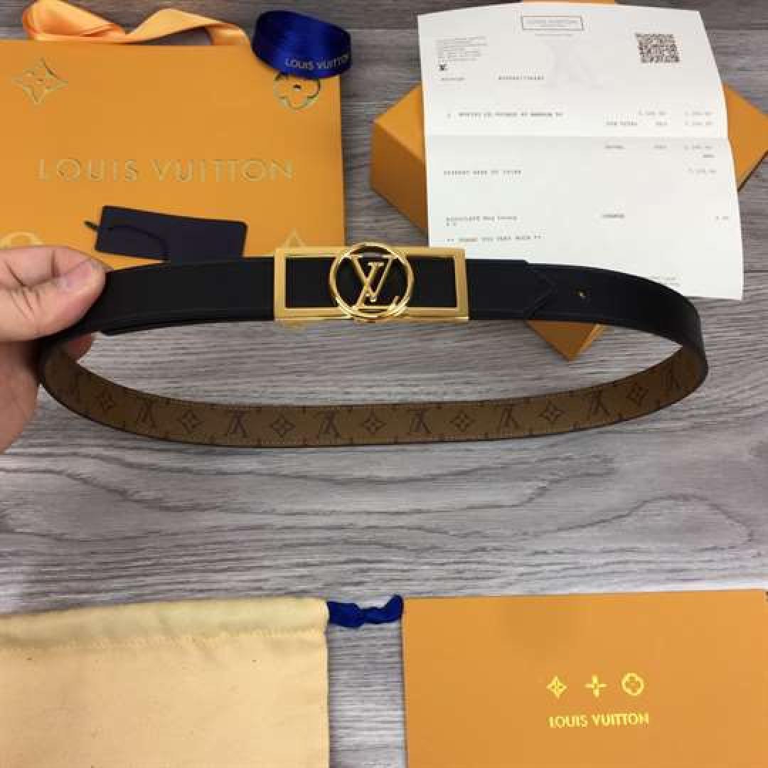 LOUIS VUITTON MONOGRAM CEINTURE DAUPHINE TAN NOIR BELT