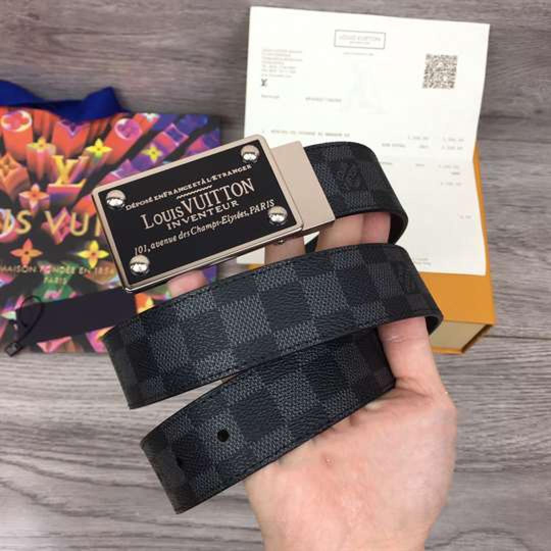 LOUIS VUITTON INVENTEUR DAMIER EBENE/GRAPHITE BELT