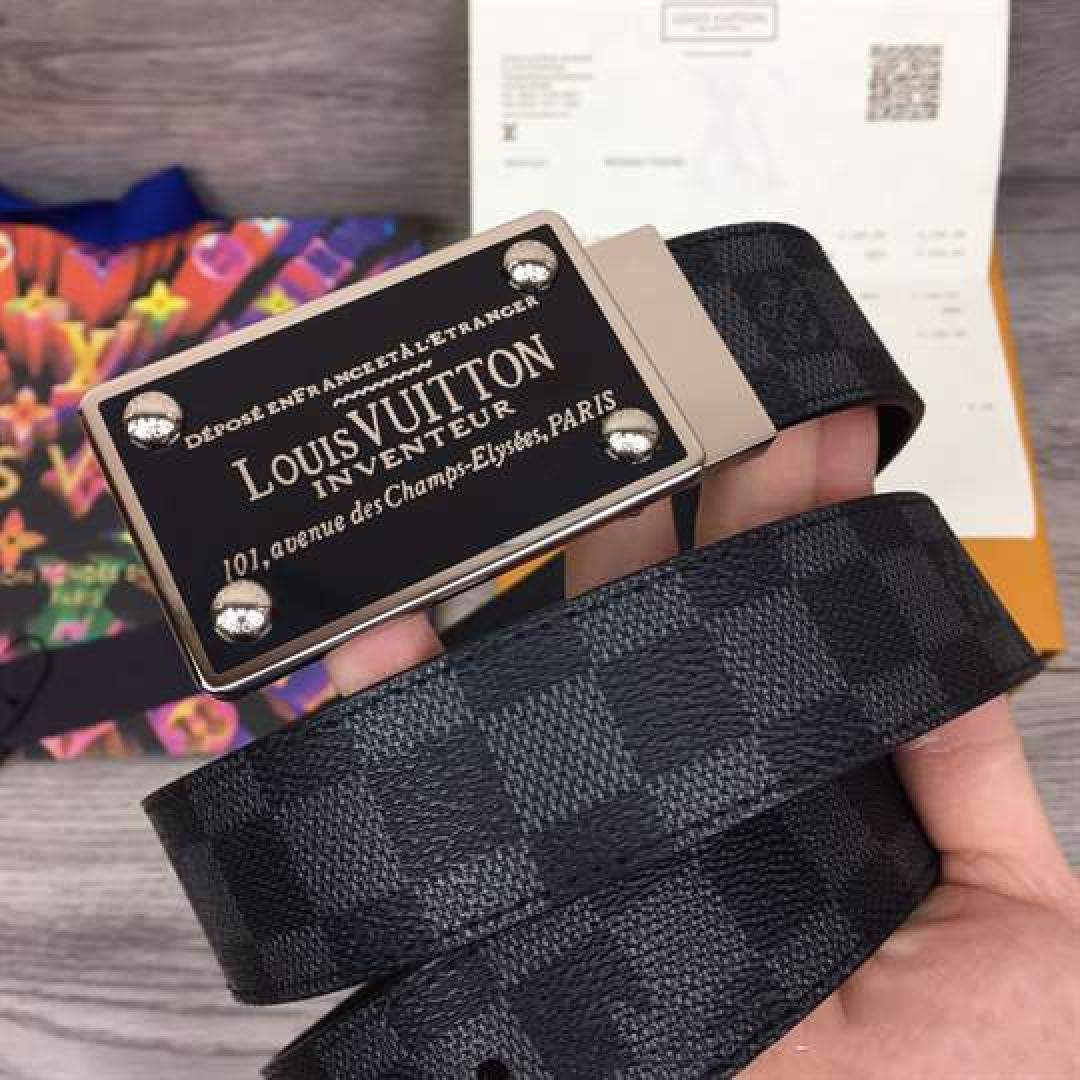 LOUIS VUITTON INVENTEUR DAMIER EBENE/GRAPHITE BELT