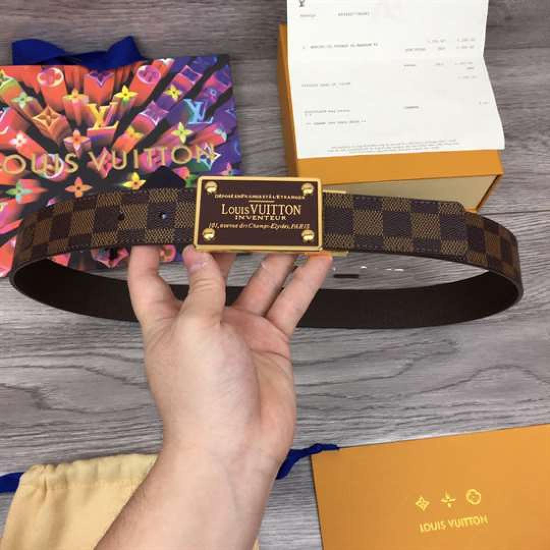 LOUIS VUITTON INVENTEUR DAMIER EBENE/GRAPHITE BELT