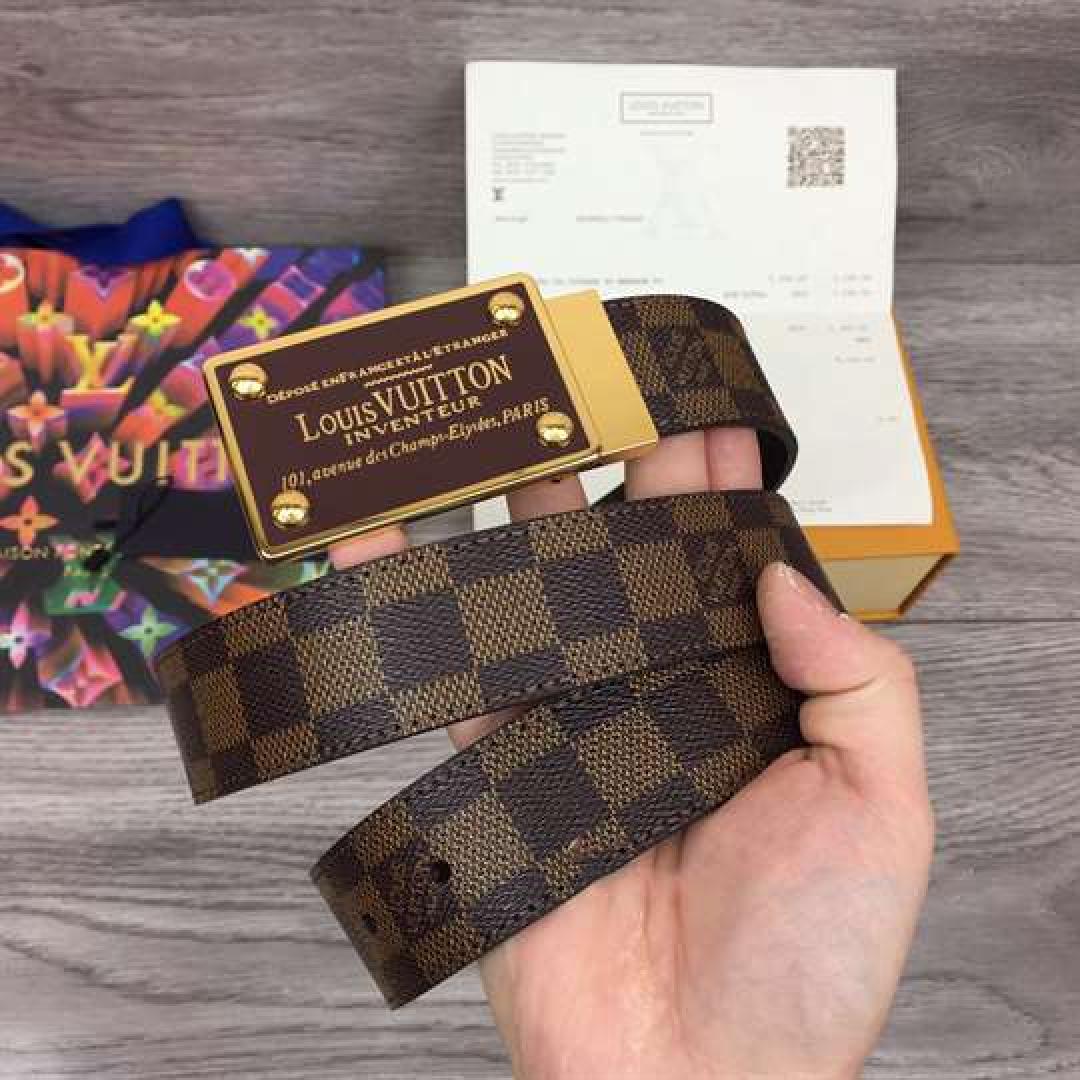 LOUIS VUITTON INVENTEUR DAMIER EBENE/GRAPHITE BELT