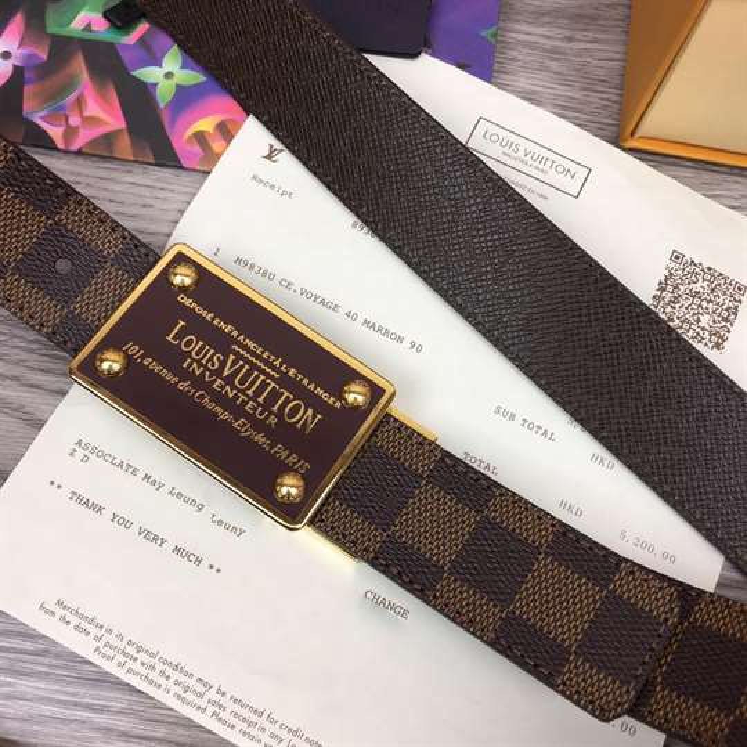 LOUIS VUITTON INVENTEUR DAMIER EBENE/GRAPHITE BELT