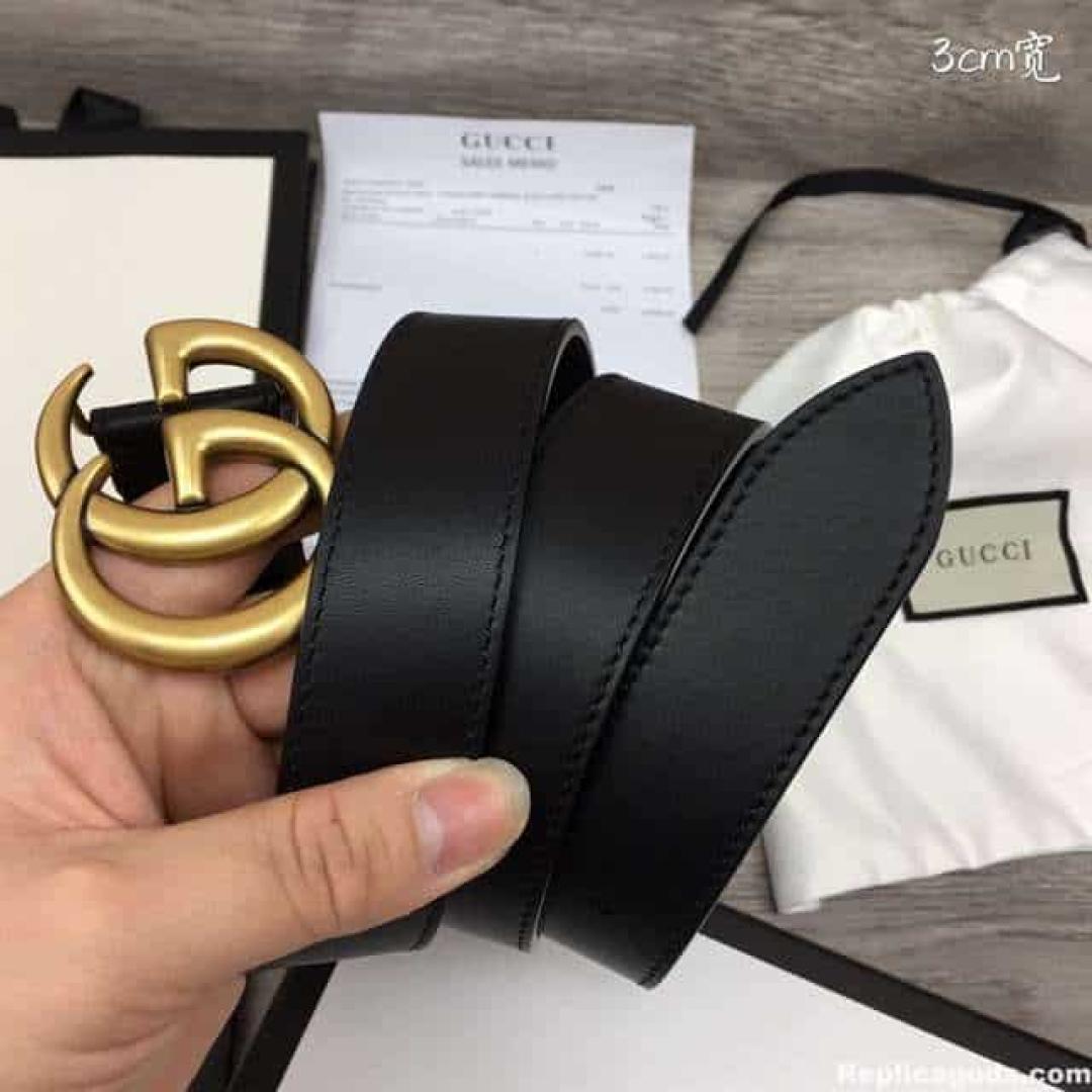 GUCCI BLACK GG MARMONT BELT 30MM