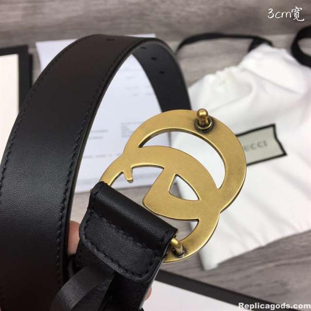 GUCCI BLACK GG MARMONT BELT 30MM