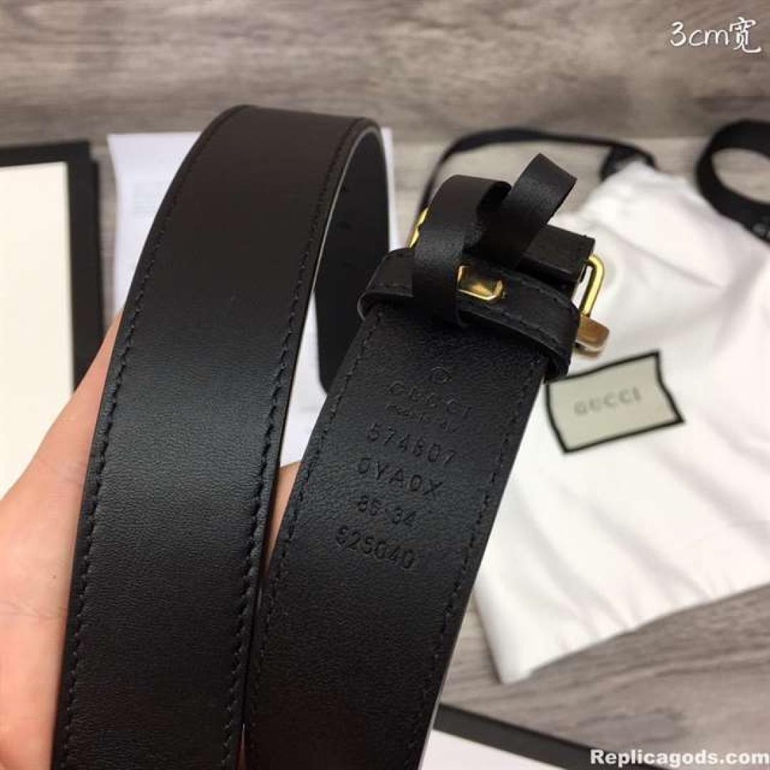 GUCCI BLACK GG MARMONT BELT 30MM