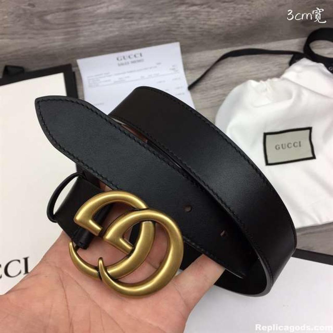 GUCCI BLACK GG MARMONT BELT 30MM