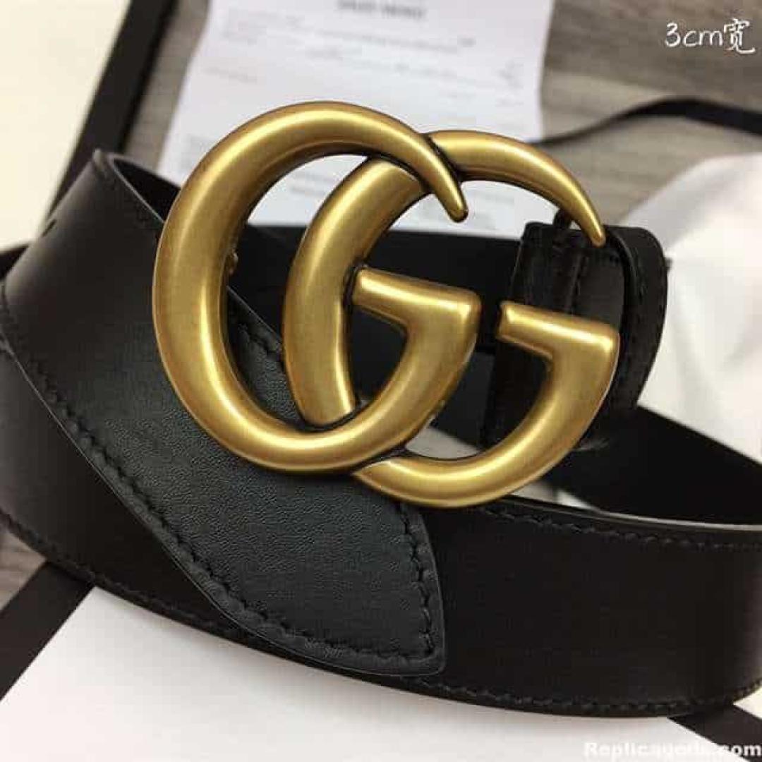 GUCCI BLACK GG MARMONT BELT 30MM