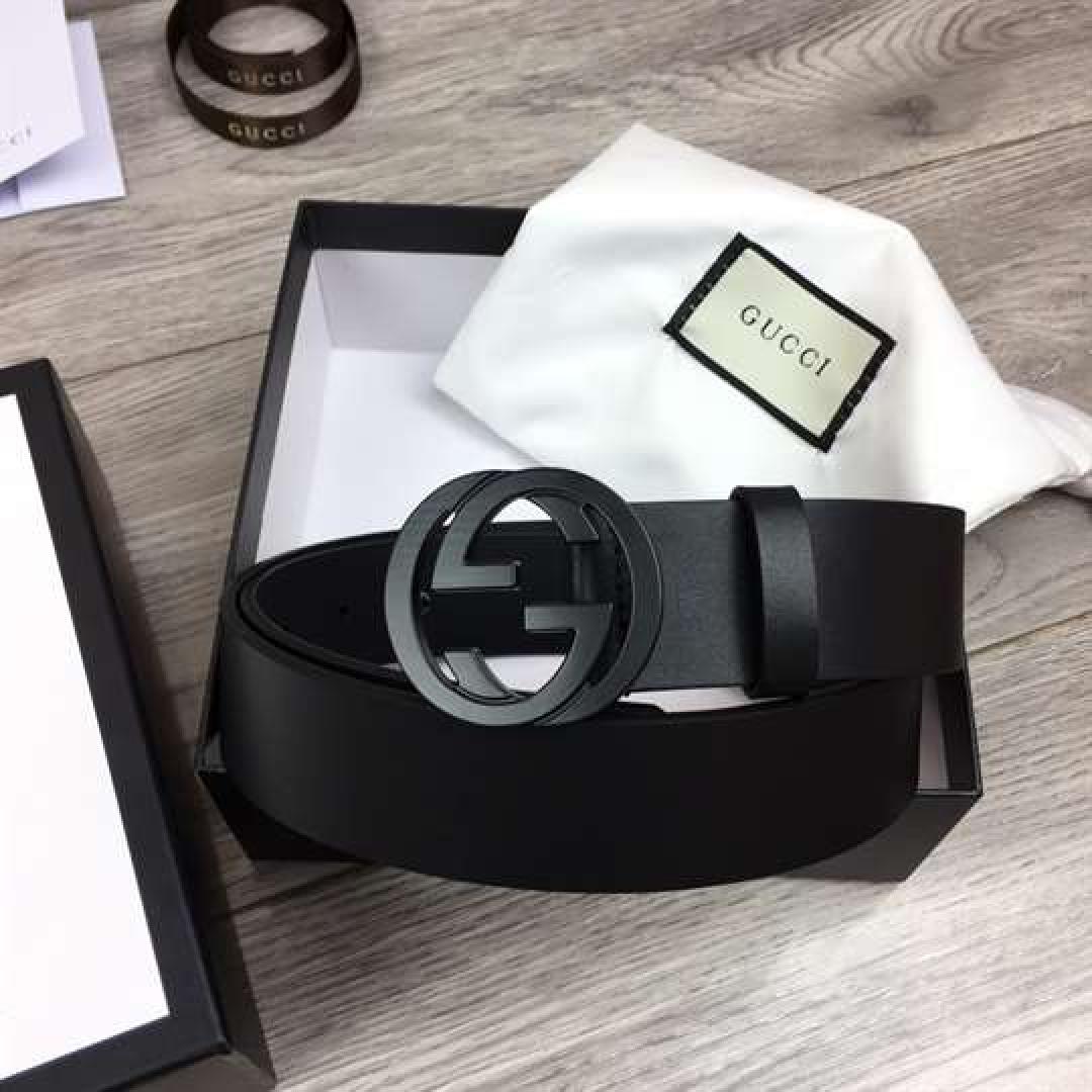 GUCCI LEATHER BELT WITH INTERLOCKING G