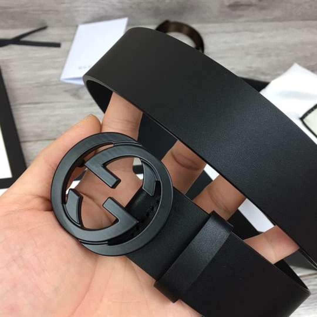 GUCCI LEATHER BELT WITH INTERLOCKING G