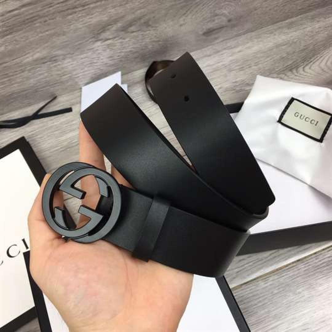 GUCCI LEATHER BELT WITH INTERLOCKING G