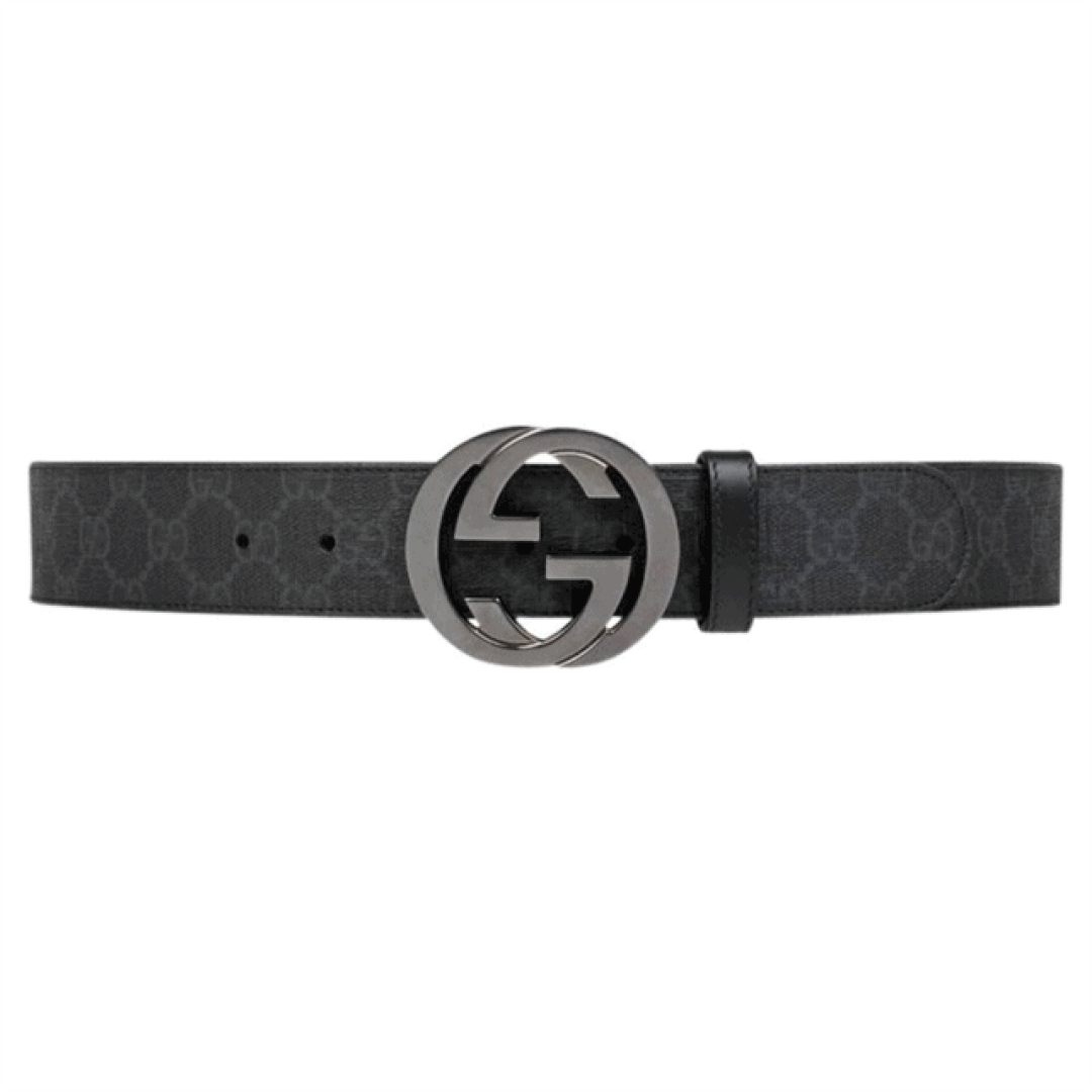 GUCCI MEN'S BLACK GG SUPREME BELT WITH G BUCKLE