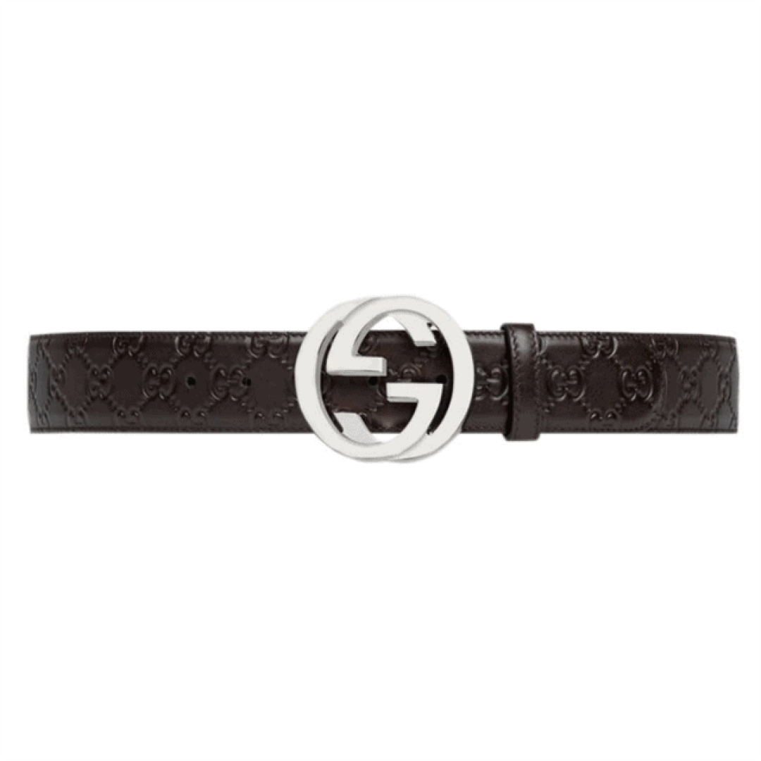 GUCCI BROWN GUCCISSIMA LEATHER INTERLOCKING GG BUCKLE BELT