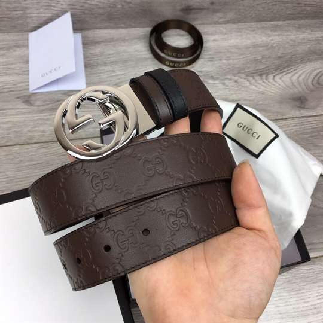 GUCCI BROWN GUCCISSIMA LEATHER INTERLOCKING GG BUCKLE BELT