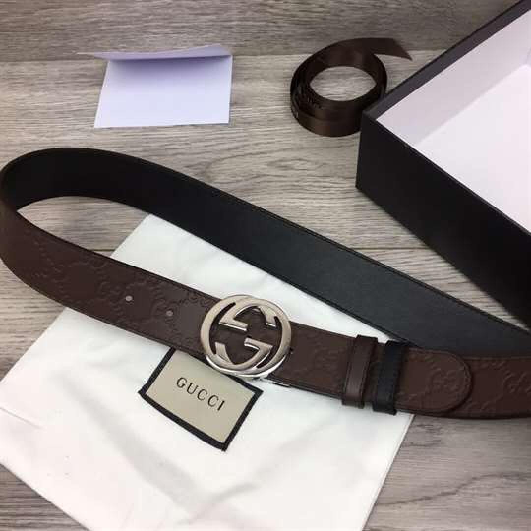 GUCCI BROWN GUCCISSIMA LEATHER INTERLOCKING GG BUCKLE BELT