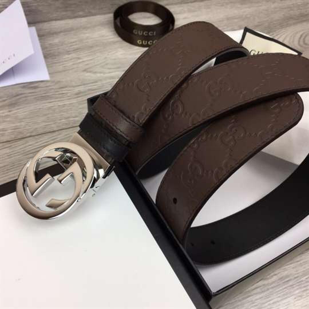 GUCCI BROWN GUCCISSIMA LEATHER INTERLOCKING GG BUCKLE BELT