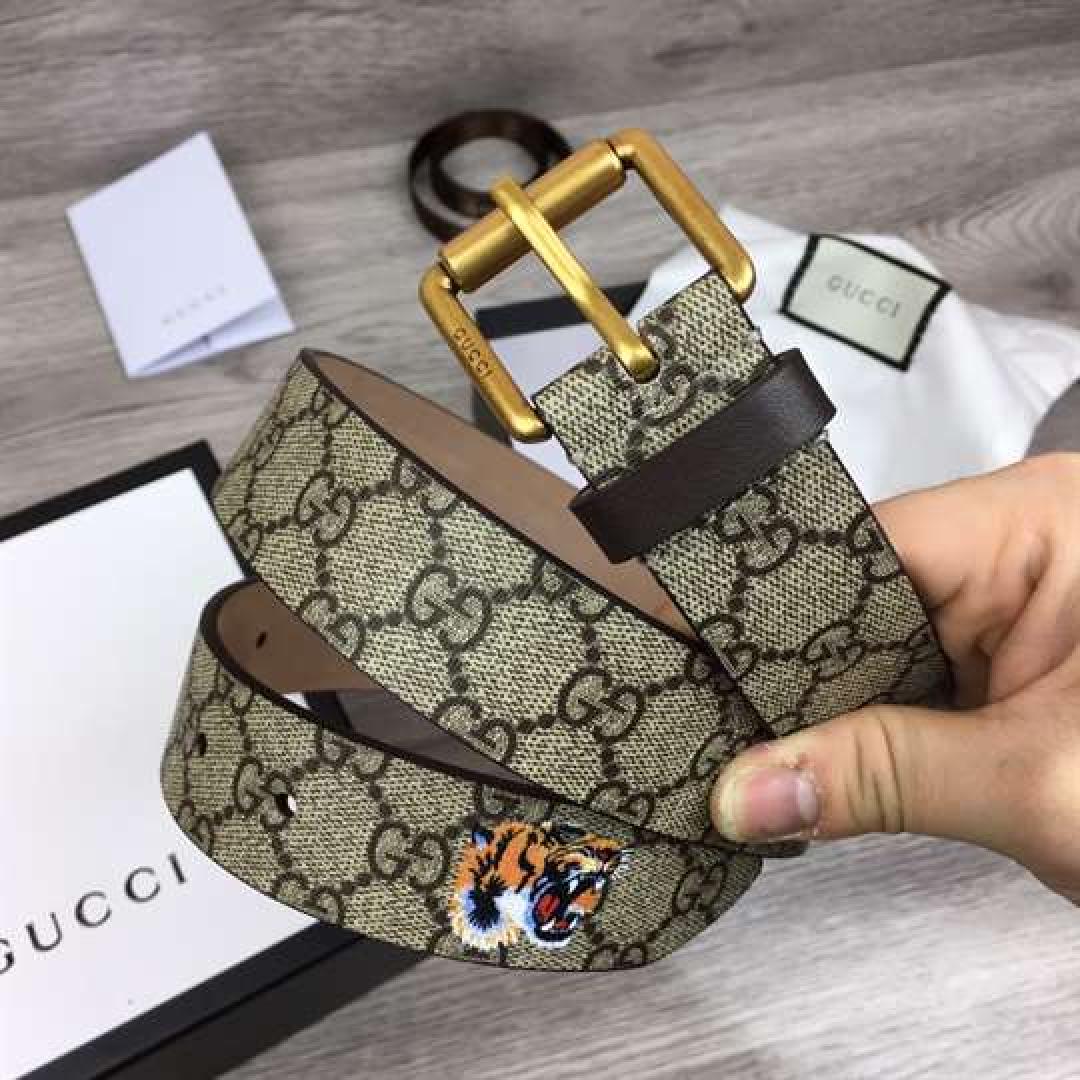GUCCI TIGER PRINT GG SUPREME BELT