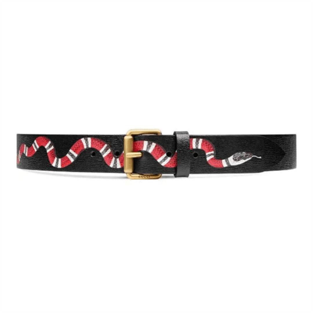 GUCCI LEATHER BELT WITH KINGSNAKE