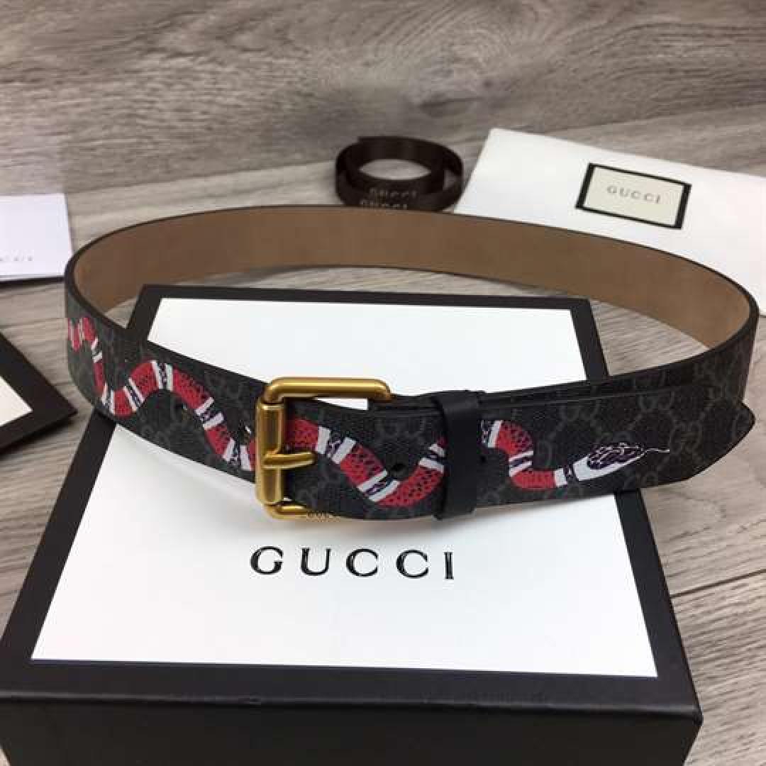 GUCCI LEATHER BELT WITH KINGSNAKE