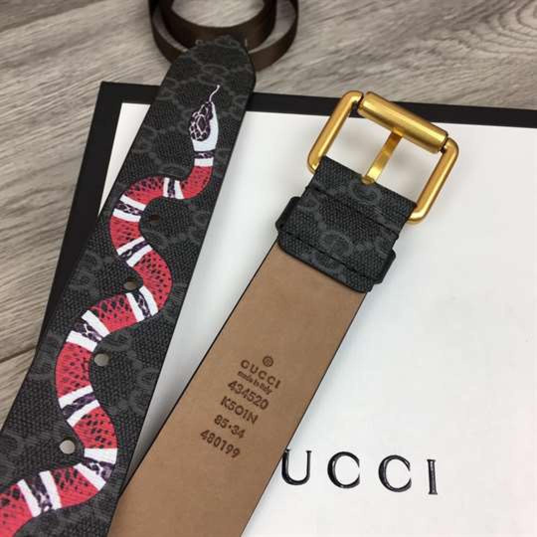 GUCCI LEATHER BELT WITH KINGSNAKE