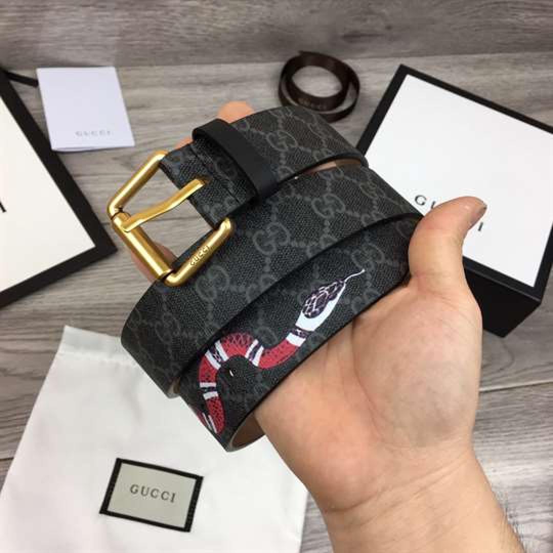 GUCCI LEATHER BELT WITH KINGSNAKE