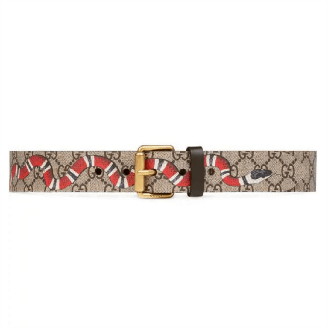 GUCCI SNAKE PRINT GG SUPREME BELT