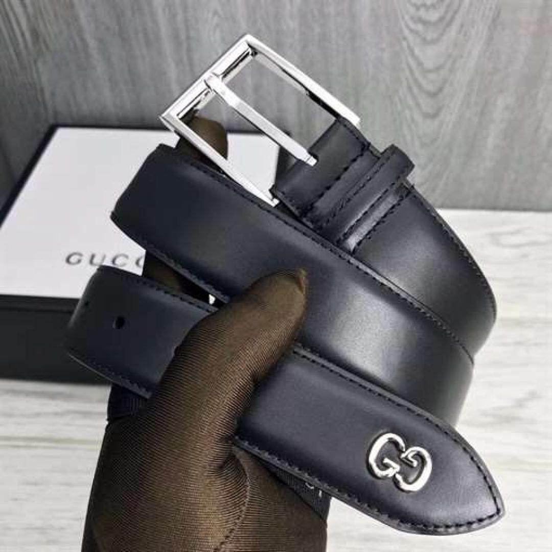 GUCCI LEATHER BELT WITH GG