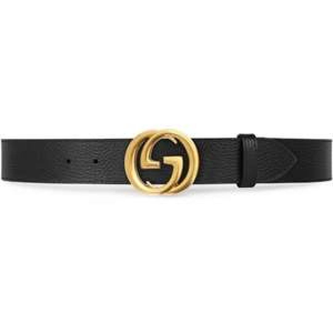 GUCCI MEN'S INTERLOCKING GG REVERSIBLE LEATHER BELT
