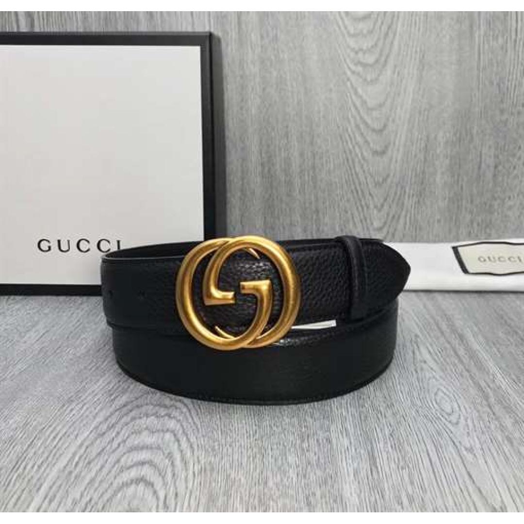GUCCI MEN'S INTERLOCKING GG REVERSIBLE LEATHER BELT