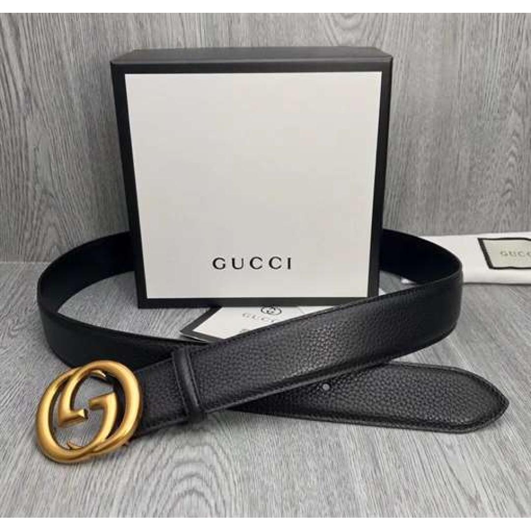 GUCCI MEN'S INTERLOCKING GG REVERSIBLE LEATHER BELT