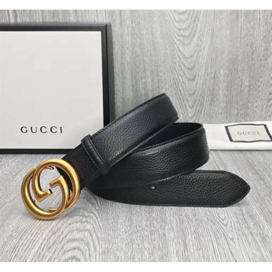 GUCCI MEN'S INTERLOCKING GG REVERSIBLE LEATHER BELT