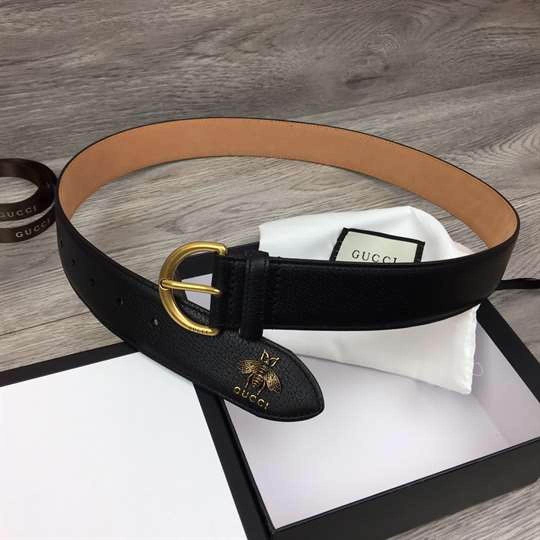 GUCCI BEE PENDANT LEATHER BELT