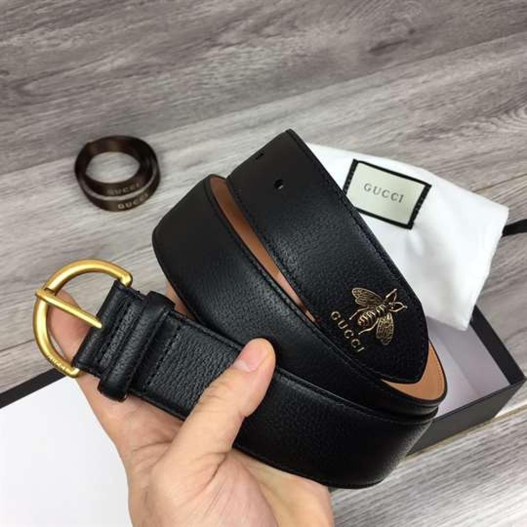 GUCCI BEE PENDANT LEATHER BELT