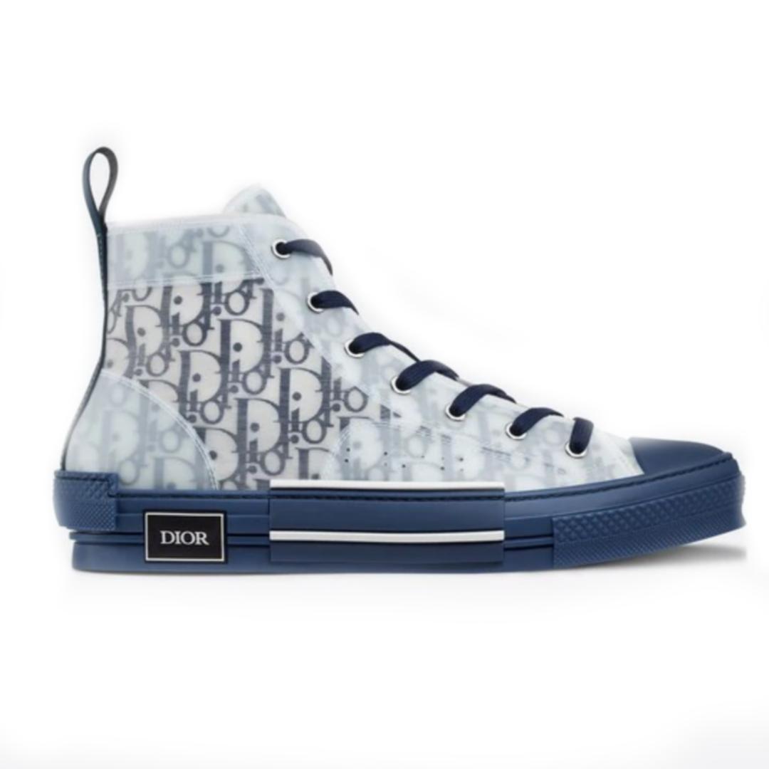 DIOR B23 HIGH-TOP SNEAKER IN BLUE DIOR OBLIQUE