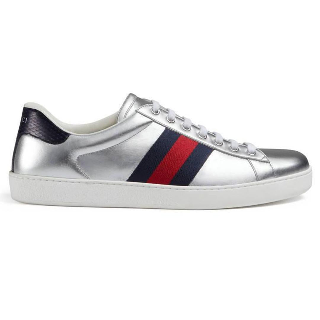 GUCCI ACE SLIVER SNEAKER