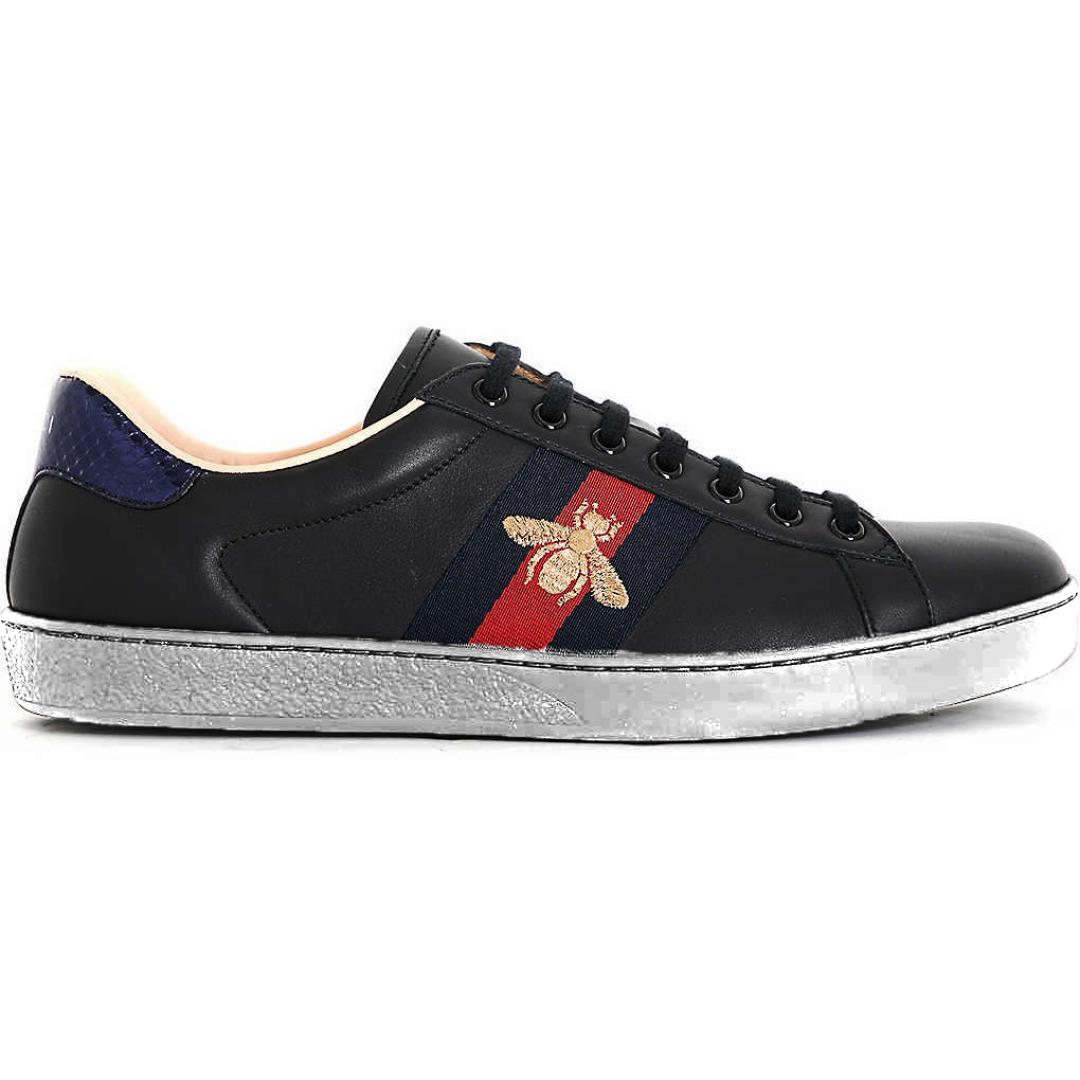 GUCCI ACE EMBROIDERED BEE SNEAKER BLACK