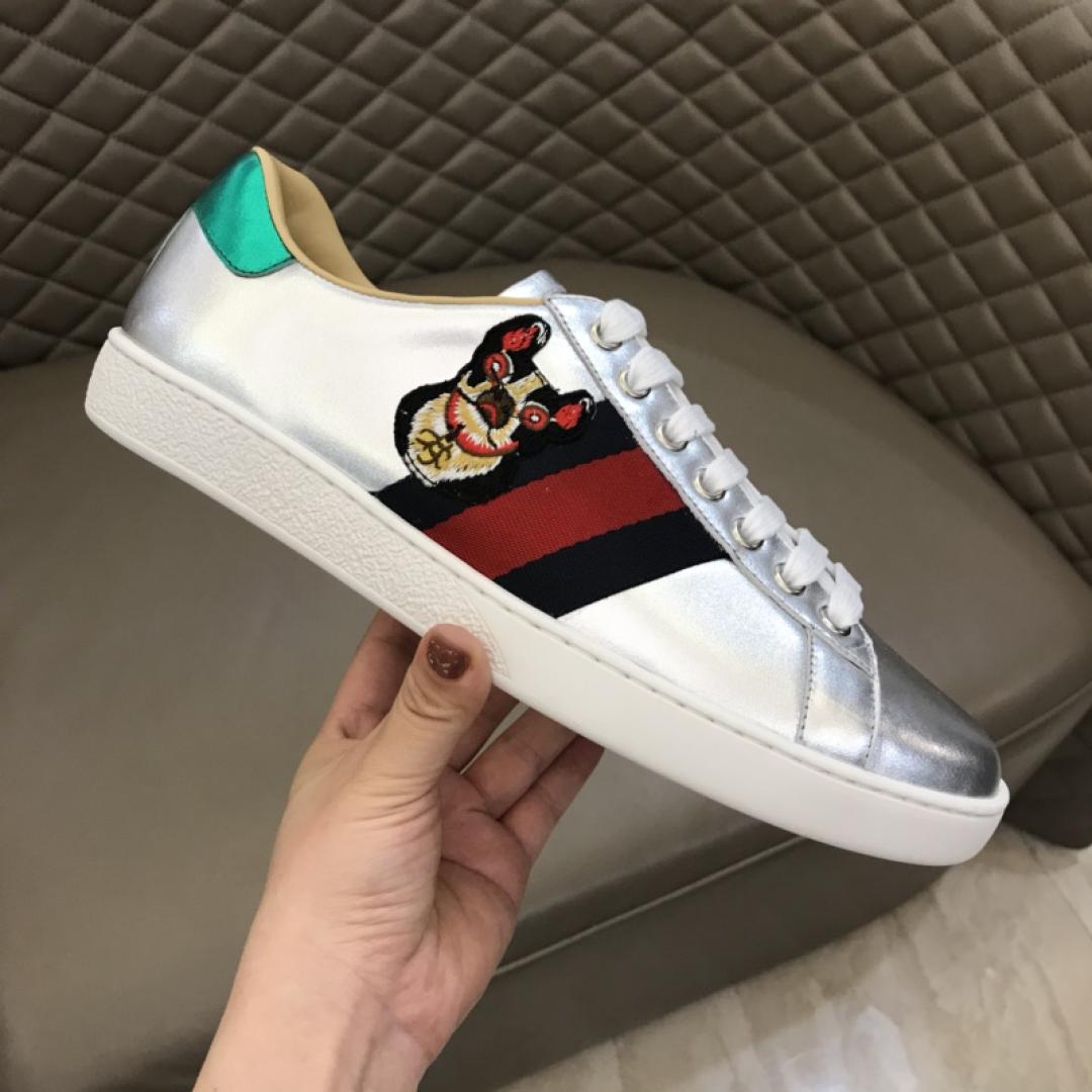 GUCCI METALLIC ACE EMBROIDERED SNEAKER