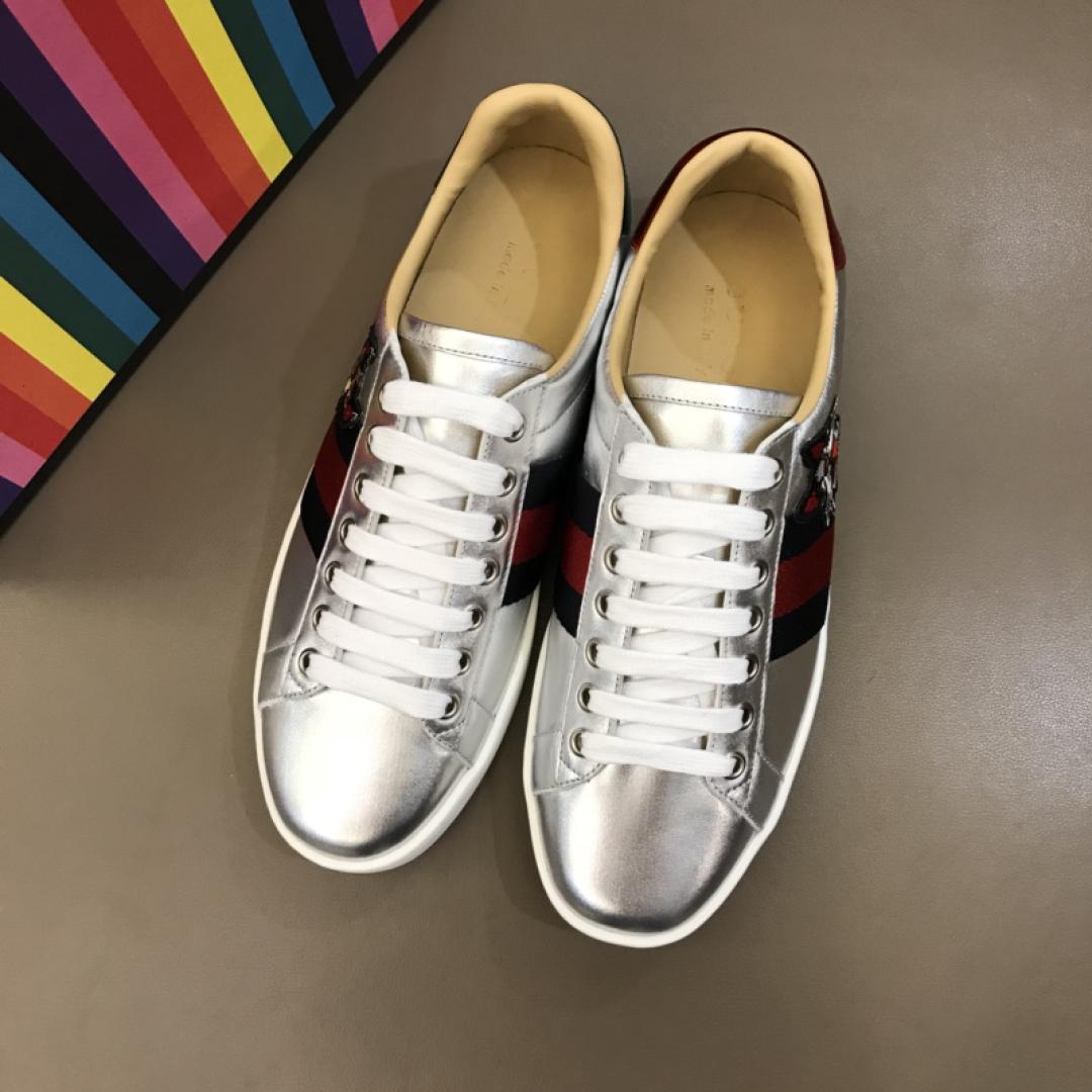 GUCCI METALLIC ACE EMBROIDERED SNEAKER