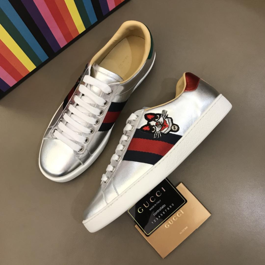 GUCCI METALLIC ACE EMBROIDERED SNEAKER